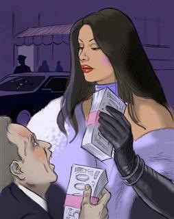 moneyslave offrant son tribut a sa maitresse